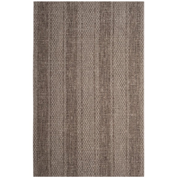 SAFAVIEH Courtyard Robert Striped Indoor/Outdoor Area Rug, Light Beige/Light Brown, 4' x 5'7"