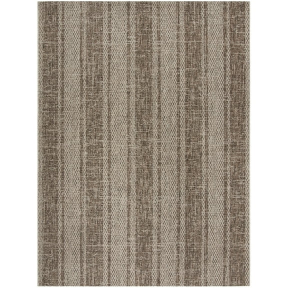 SAFAVIEH Courtyard Robert Striped Indoor/Outdoor Area Rug, Light Beige/Light Brown, 8' x 10'