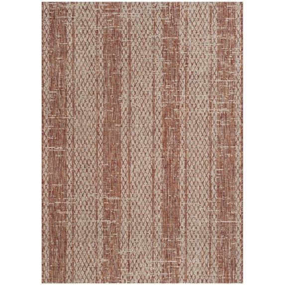 SAFAVIEH Courtyard Robert Striped Indoor/Outdoor Area Rug, Light Beige/Terracotta, 2'7" x 5'