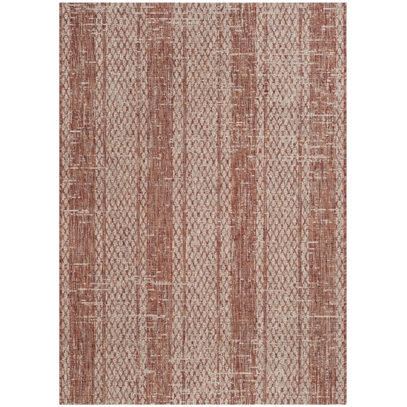 SAFAVIEH Courtyard Robert Striped Indoor/Outdoor Area Rug, Light Beige/Terracotta, 2'7" x 5'