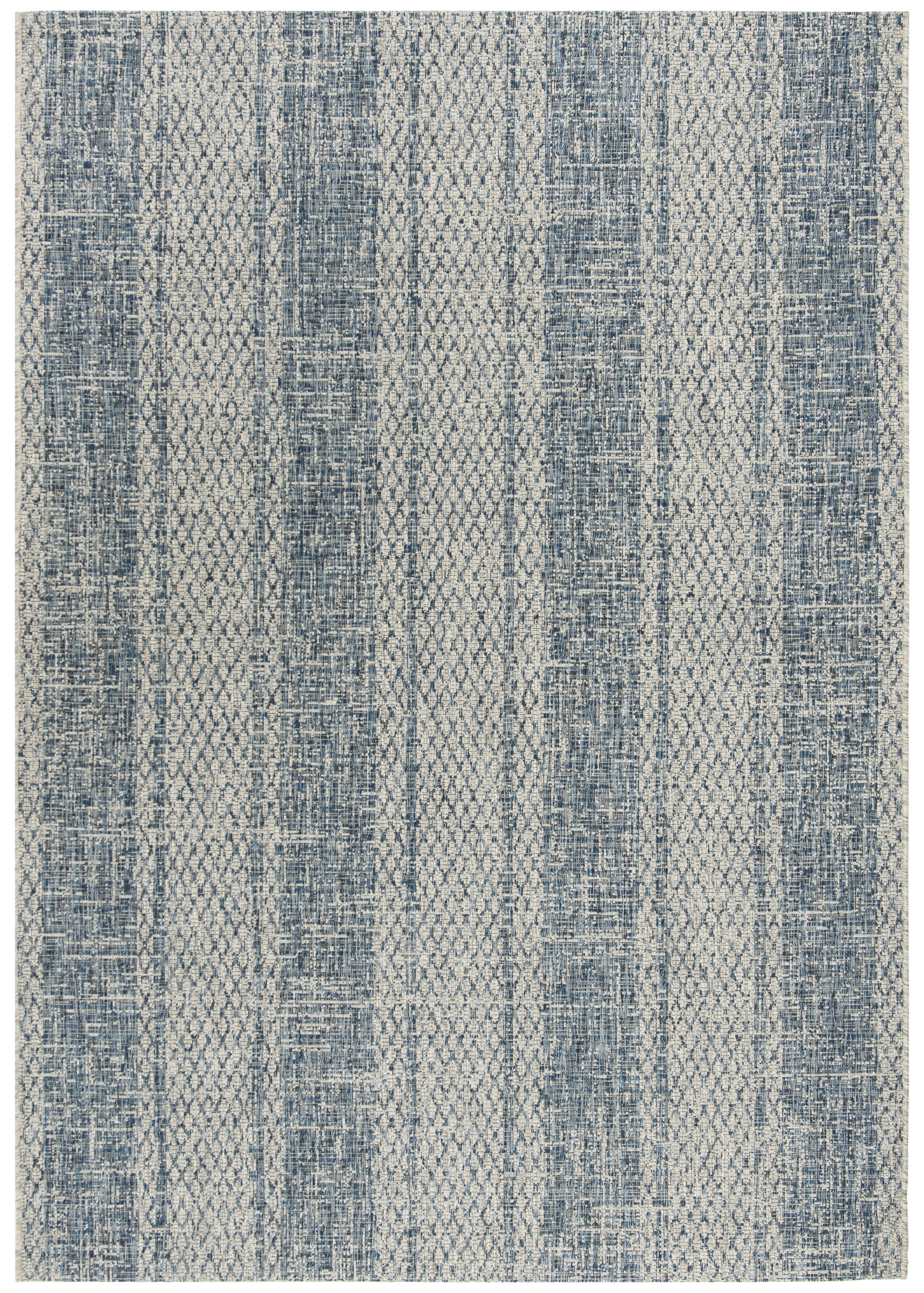 SAFAVIEH Courtyard Robert Striped Indoor/Outdoor Area Rug, Light Grey/Blue, 4' x 5'7"
