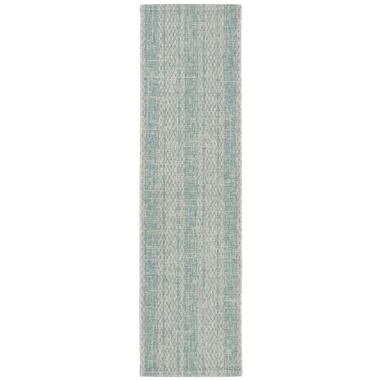 Reversible Light Grey/Aqua Synthetic 27" Indoor/Outdoor Runner
