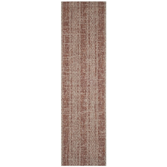 SAFAVIEH Courtyard Robert Striped Indoor/Outdoor Runner Rug, Light Beige/Terracotta, 2'3" x 6'7"