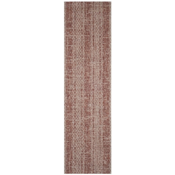 SAFAVIEH Courtyard Robert Striped Indoor/Outdoor Runner Rug, Light Beige/Terracotta, 2'3" x 8'