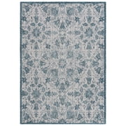 SAFAVIEH Courtyard Rodge Floral Indoor/Outdoor Area Rug, Grey/Blue, 5'3" x 7'7"