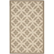 Safavieh Courtyard Rose Geometric Indoor/Outdoor Area Rug, Beige/Dark Beige, 4' x 5'7"