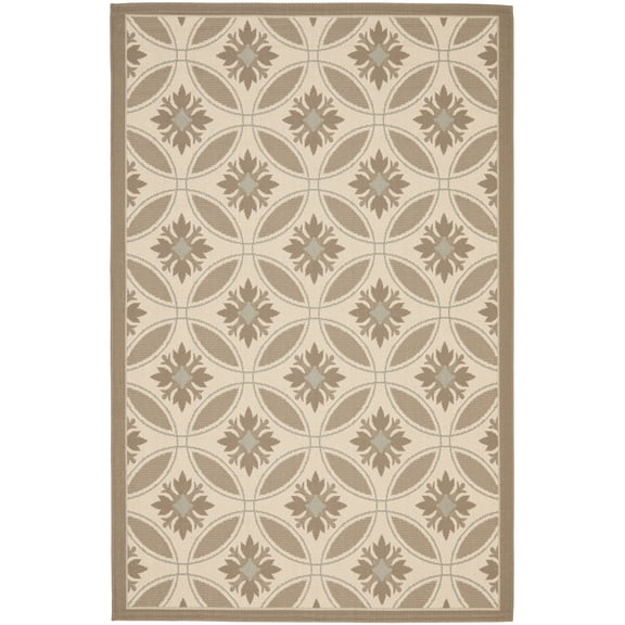 Safavieh Courtyard Rose Geometric Indoor/Outdoor Area Rug, Beige/Dark Beige, 4' x 5'7"