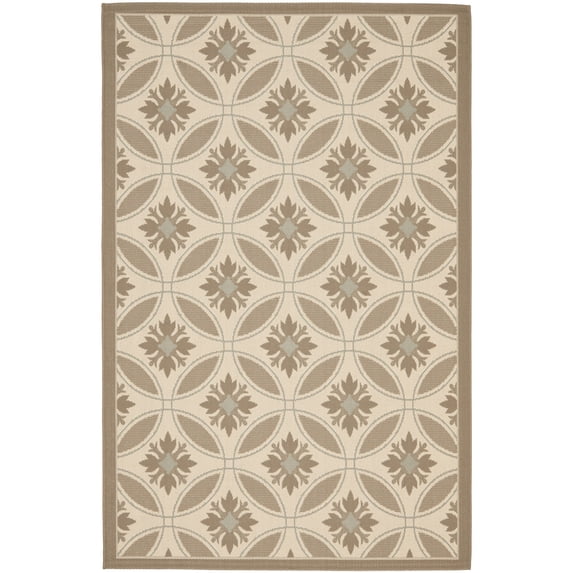 Safavieh Courtyard Rose Geometric Indoor/Outdoor Area Rug, Beige/Dark Beige, 5'3" x 7'7"