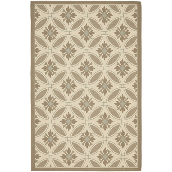 Safavieh Courtyard Rose Geometric Indoor/Outdoor Area Rug, Beige/Dark Beige, 5'3" x 7'7"