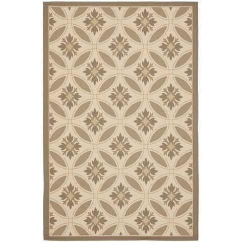 Safavieh Courtyard Rose Geometric Indoor/Outdoor Area Rug, Dark Beige/Beige, 4' x 5'7"