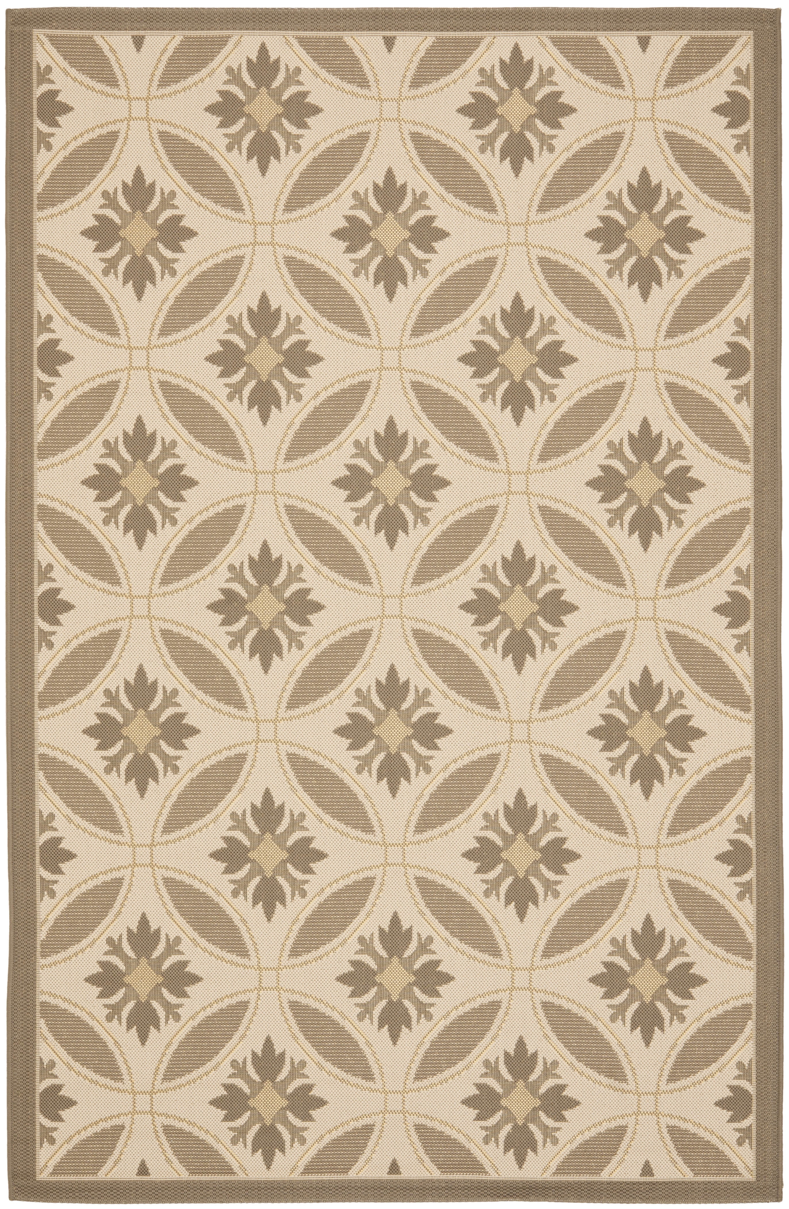 Sunny Interwoven Circles 5' x 7' Yellow Synthetic Area Rug