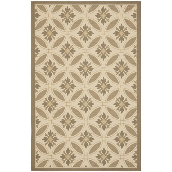 Safavieh Courtyard Rose Geometric Indoor/Outdoor Area Rug, Dark Beige/Beige, 5'3" x 7'7"