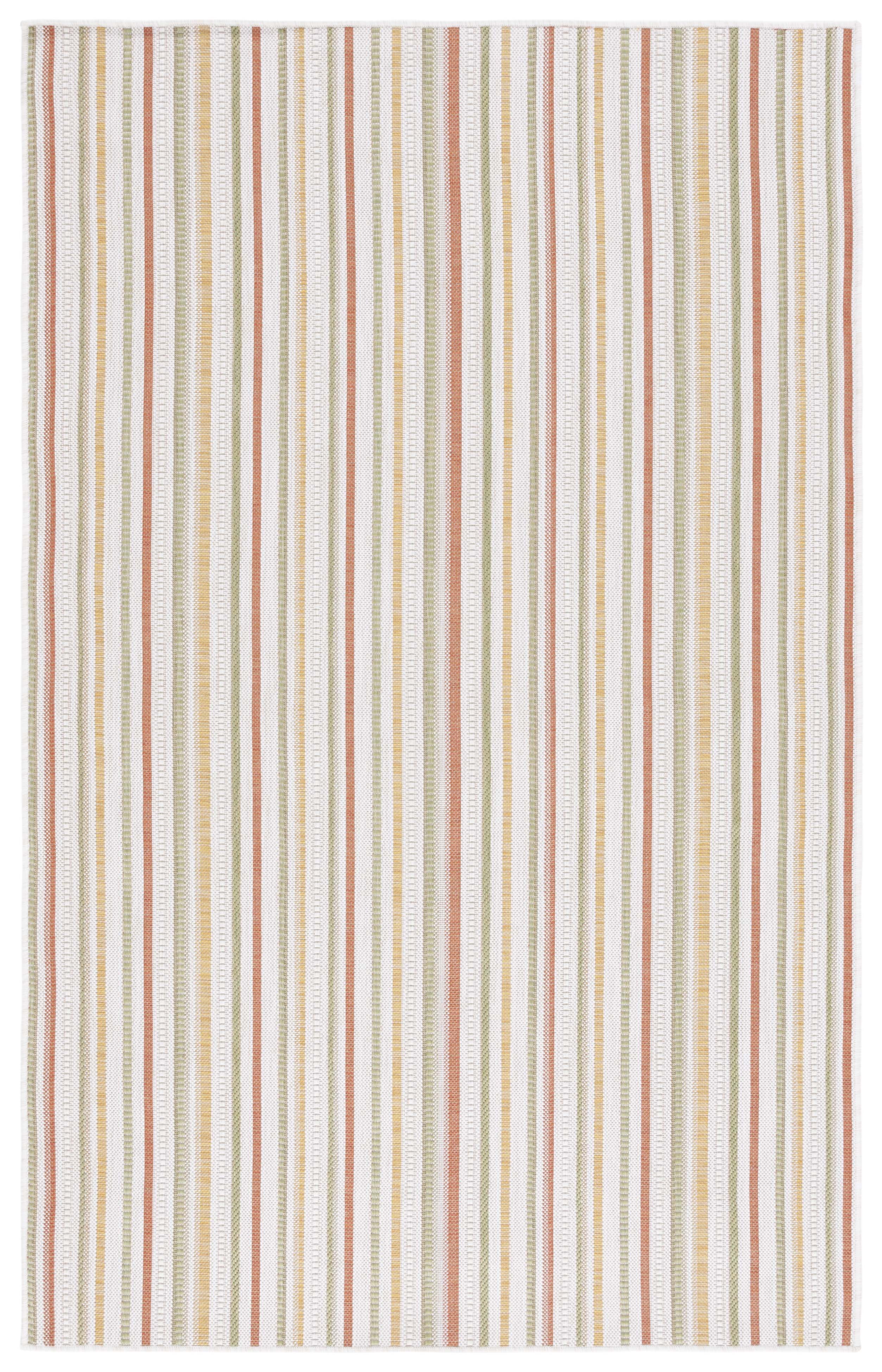 Courtyard Beige & Rust Yellow Synthetic Rectangular Indoor/Outdoor Rug