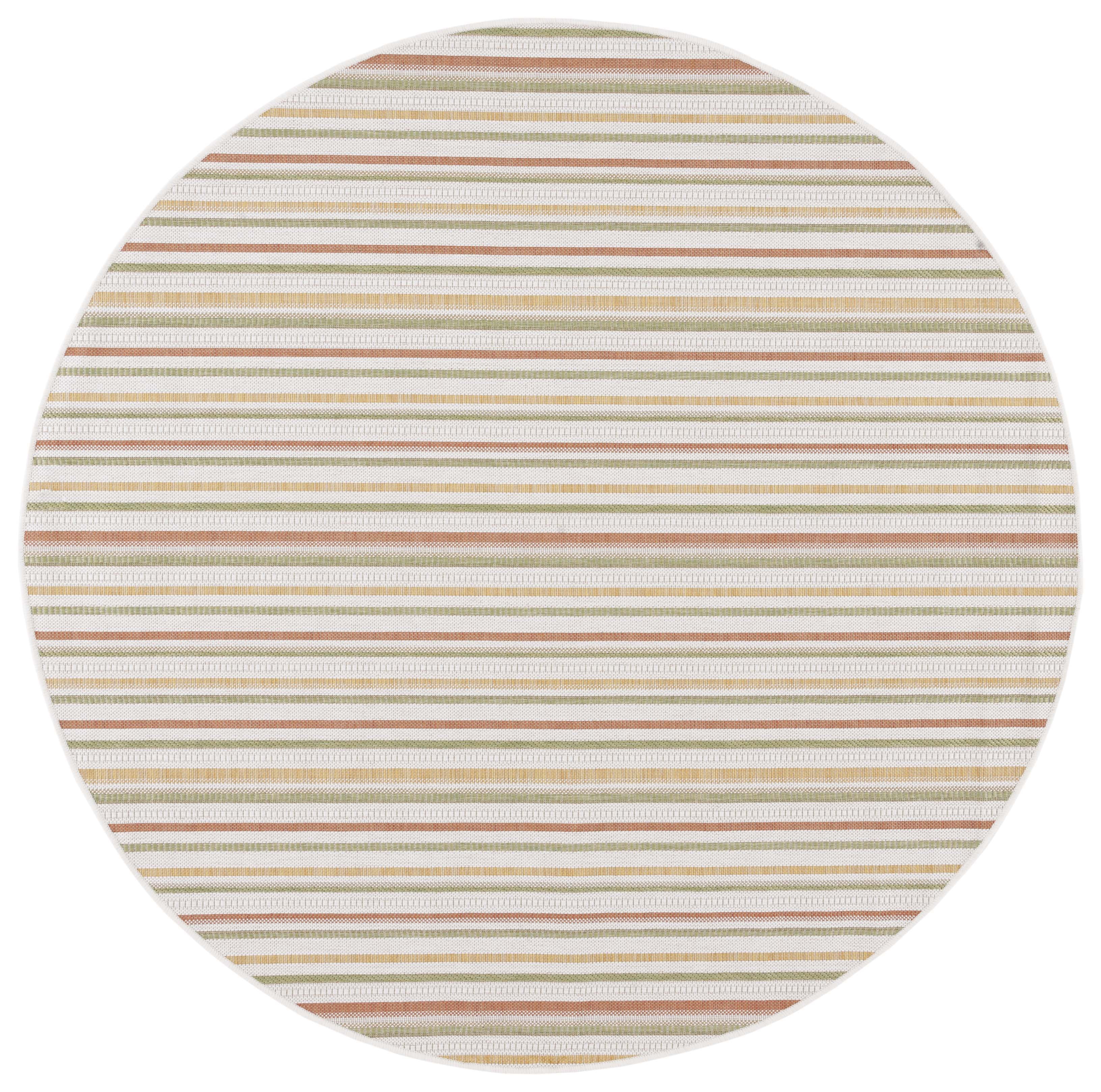Safavieh Courtyard Roslyn Striped Indoor/Outdoor Area Rug, Beige/Rust Yellow, 6'7" x 6'7" Round