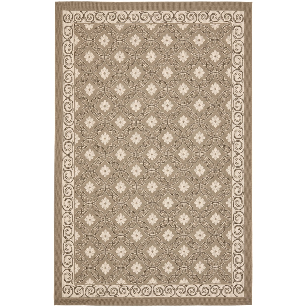 Easy-Care Flat Woven Synthetic 5' x 7' Rug in Brown and Beige