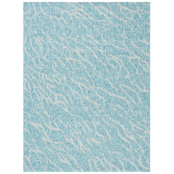 SAFAVIEH Courtyard Ruth Abstract Indoor/Outdoor Area Rug, Aqua/Grey, 8' x 10'