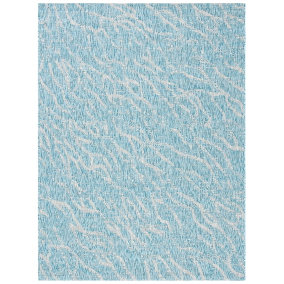 SAFAVIEH Courtyard Ruth Abstract Indoor/Outdoor Area Rug, Aqua/Grey, 8' x 10'