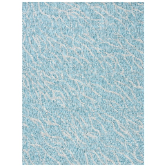 SAFAVIEH Courtyard Ruth Abstract Indoor/Outdoor Area Rug, Aqua/Grey, 9' x 12'
