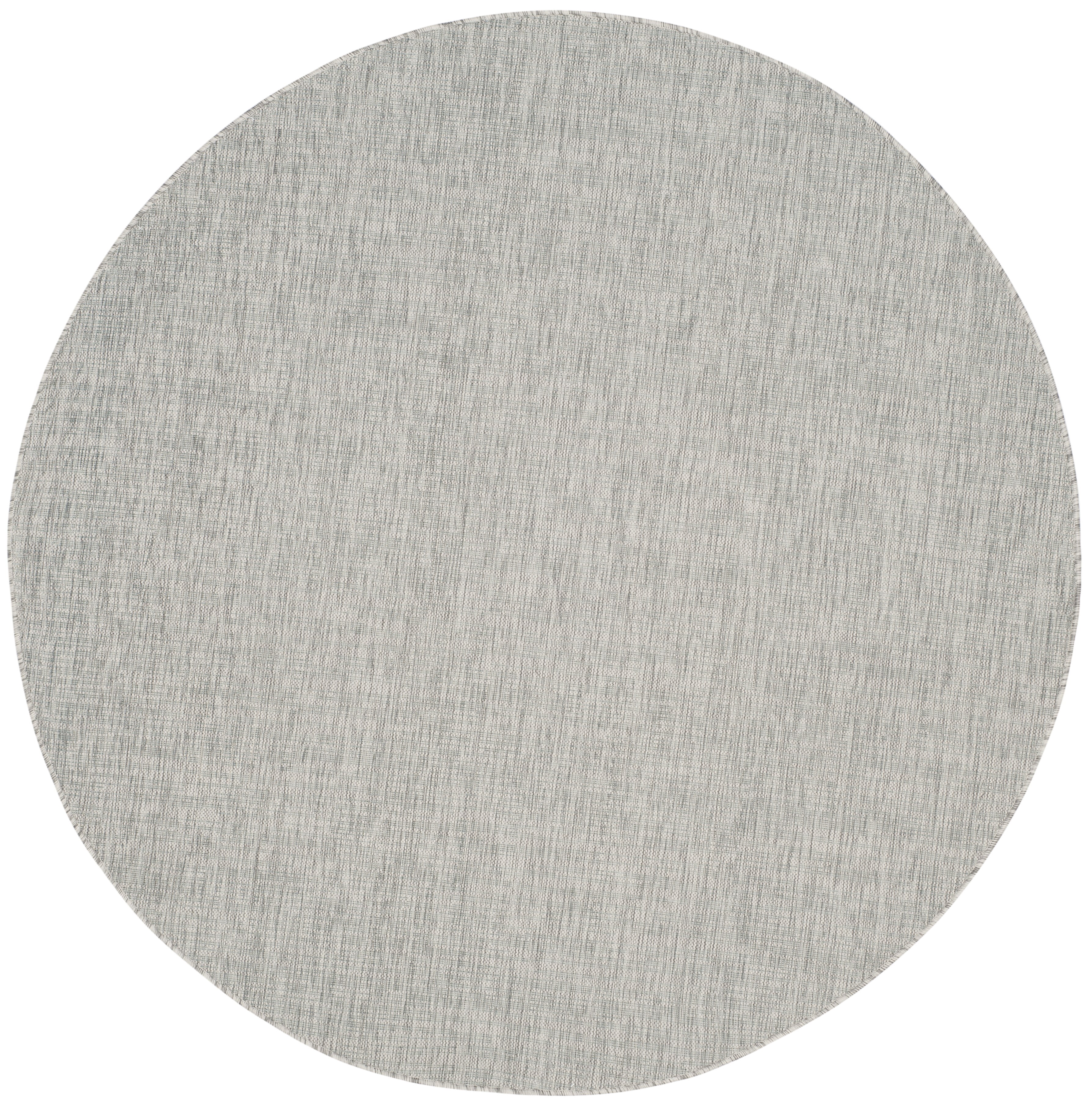 SAFAVIEH Courtyard Samson Solid Indoor/Outdoor Area Rug, 6'7" x 6'7" Round, Grey/Turquoise