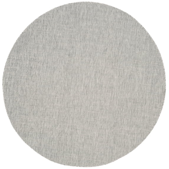 SAFAVIEH Courtyard Samson Solid Indoor/Outdoor Area Rug, 6'7" x 6'7" Round, Grey/Turquoise