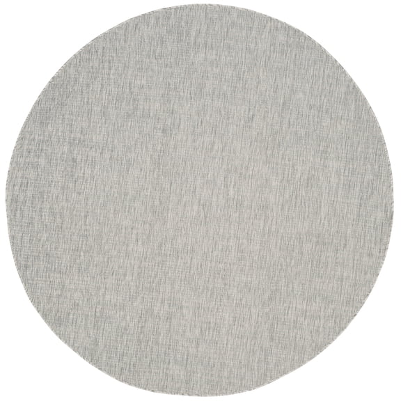 SAFAVIEH Courtyard Samson Solid Indoor/Outdoor Area Rug, 6'7" x 6'7" Round, Grey/Turquoise
