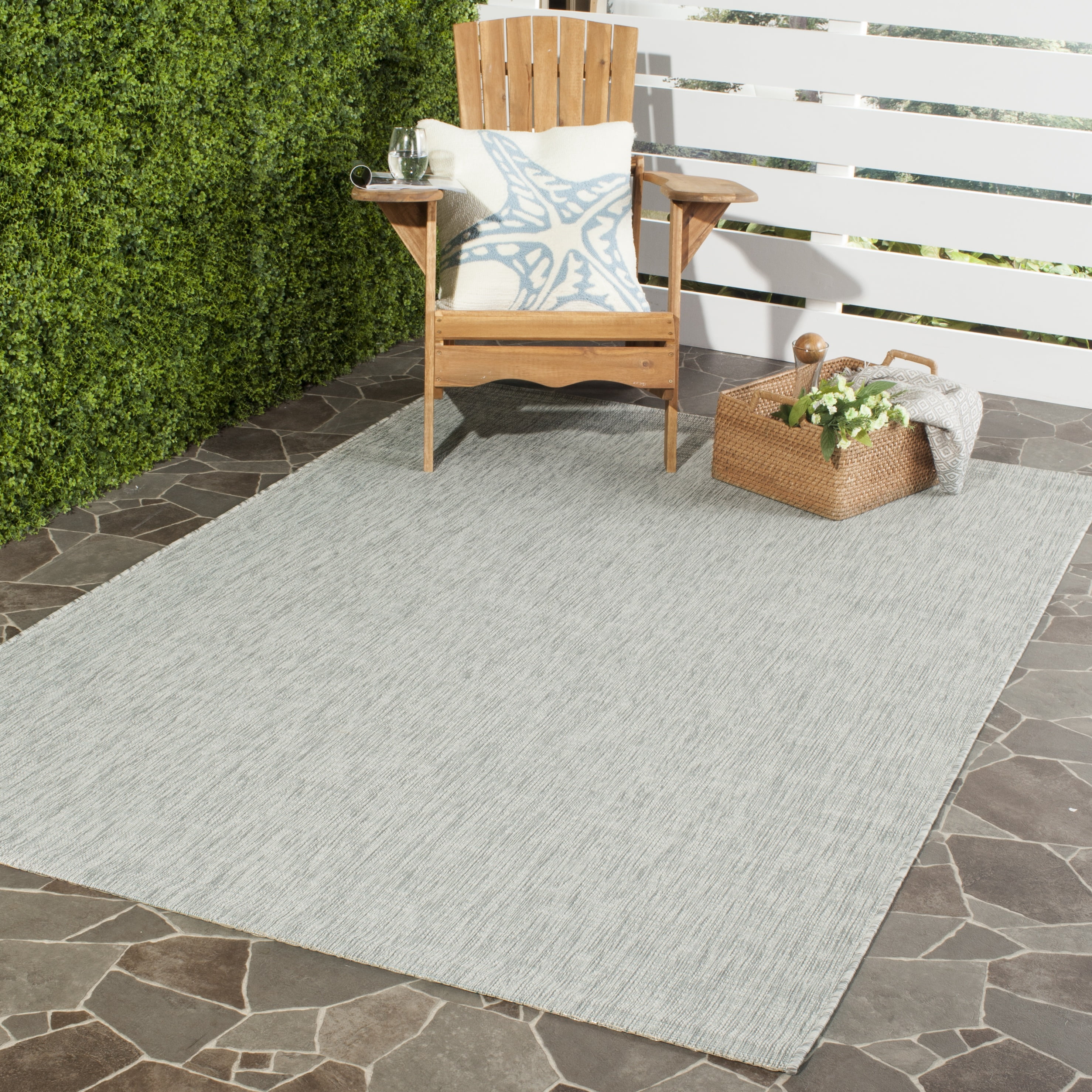 Samson Rug SAFAVIEH Courtyard Samson Solid Indoor/Outdoor Area Rug, Grey/Turquoise ...