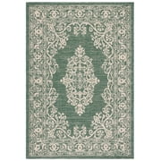 SAFAVIEH Courtyard Sandra Medallion Indoor/Outdoor Area Rug, Dark Green/Beige, 6'7" x 9'6"