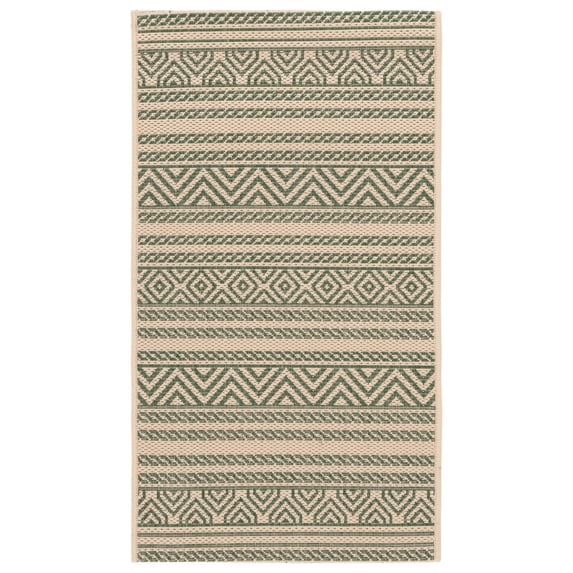 Safavieh Courtyard Seanna Striped Indoor/Outdoor Area Rug, Beige/Dark Green, 2' x 3'7"