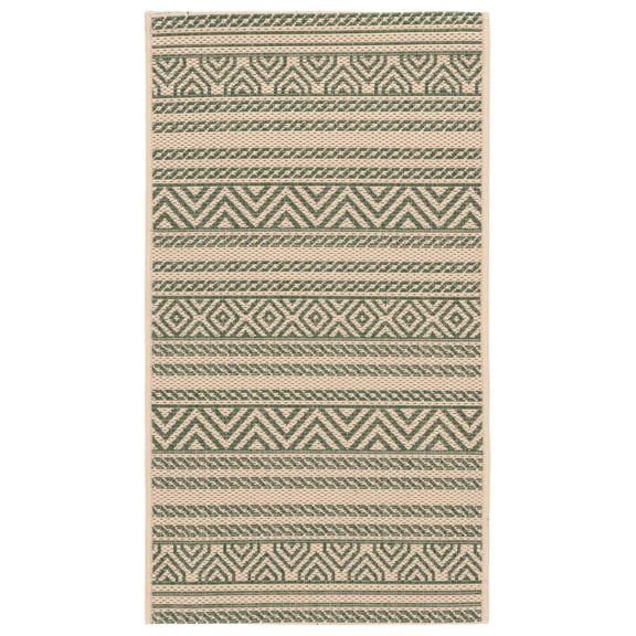Safavieh Courtyard Seanna Striped Indoor/Outdoor Area Rug, Beige/Dark Green, 2' x 3'7"