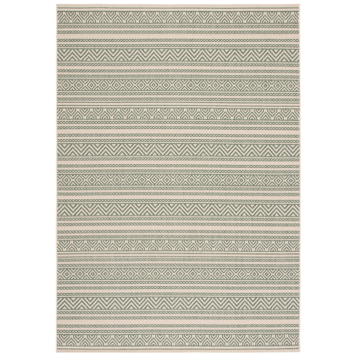 SAFAVIEH Courtyard Seanna Striped Indoor/Outdoor Area Rug, Beige/Dark Green, 9' x 12'
