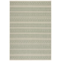 SAFAVIEH Courtyard Seanna Striped Indoor/Outdoor Area Rug, Beige/Dark Green, 9' x 12'