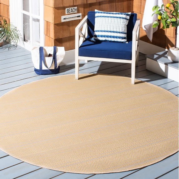 Safavieh Courtyard Seanna Striped Indoor/Outdoor Area Rug, Beige/Gold, 6'7" x 6'7" Round