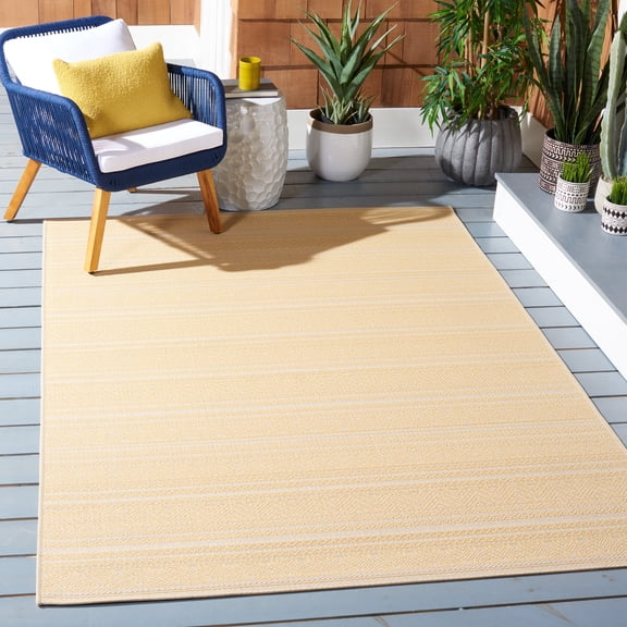 Safavieh Courtyard Seanna Striped Indoor/Outdoor Area Rug, Beige/Gold, 6'7" x 9'6"