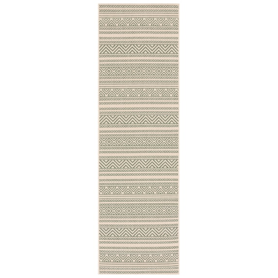 Safavieh Courtyard Seanna Striped Indoor/Outdoor Runner Rug, Beige/Dark Green, 2'3" x 8'