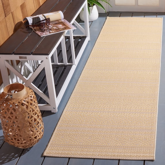 Safavieh Courtyard Seanna Striped Indoor/Outdoor Runner Rug, Beige/Gold, 2'3" x 8'