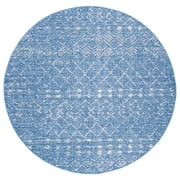 SAFAVIEH Courtyard Searlait Geometric Indoor/Outdoor Area Rug, Blue/Ivory, 6'7" x 6'7" Round