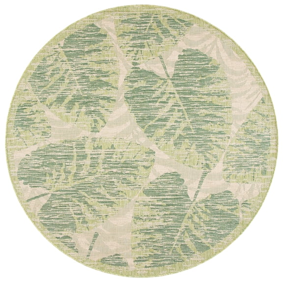 Safavieh Courtyard Seymor Botanical Indoor/Outdoor Area Rug, Green/Beige, 6'7" x 6'7" Round
