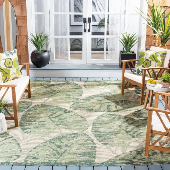 Safavieh Courtyard Seymor Botanical Indoor/Outdoor Area Rug, Beige/Green, 6'7" x 6'7" Square