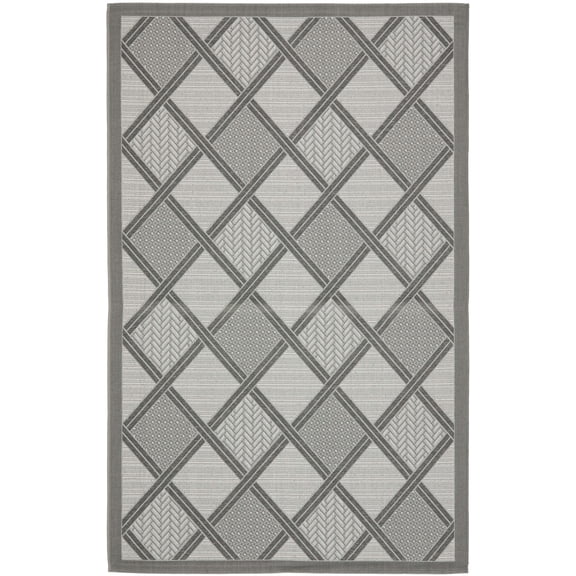 Safavieh Courtyard Shawn Geometric Indoor/Outdoor Area Rug, Anthracite/Light Gray, 4' x 5'7"