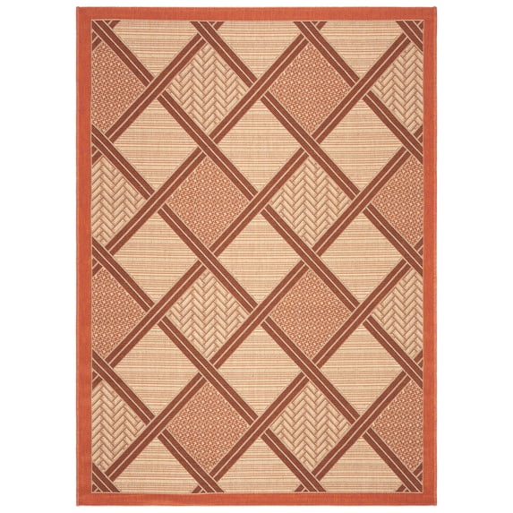 Safavieh Courtyard Shawn Geometric Indoor/Outdoor Area Rug, Cream/Terracotta, 4' x 5'7"