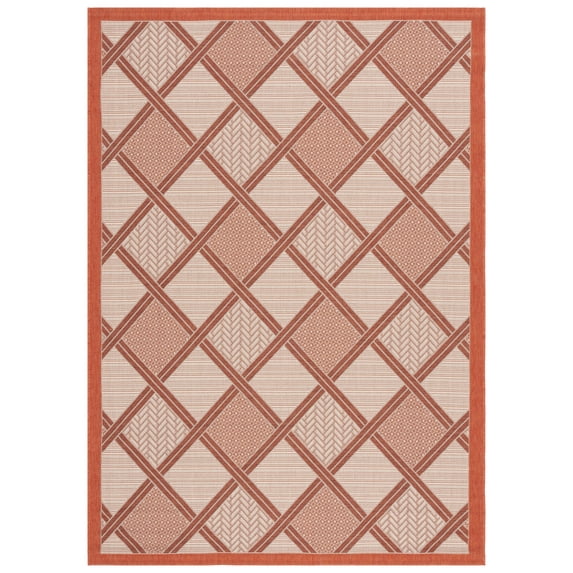 Safavieh Courtyard Shawn Geometric Indoor/Outdoor Area Rug, Cream/Terracotta, 5'3" x 7'7"