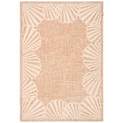 SAFAVIEH Courtyard Shedley Seashells Indoor/Outdoor Area Rug, Natural/Beige, 5'3" x 7'6"