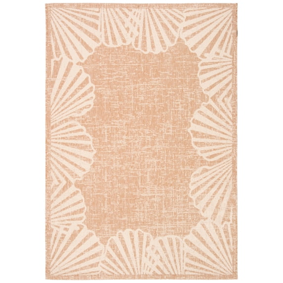 SAFAVIEH Courtyard Shedley Seashells Indoor/Outdoor Area Rug, Natural/Beige, 5'3" x 7'6"