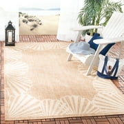SAFAVIEH Courtyard Shedley Seashells Indoor/Outdoor Area Rug, Natural/Beige, 5'3" x 7'6"