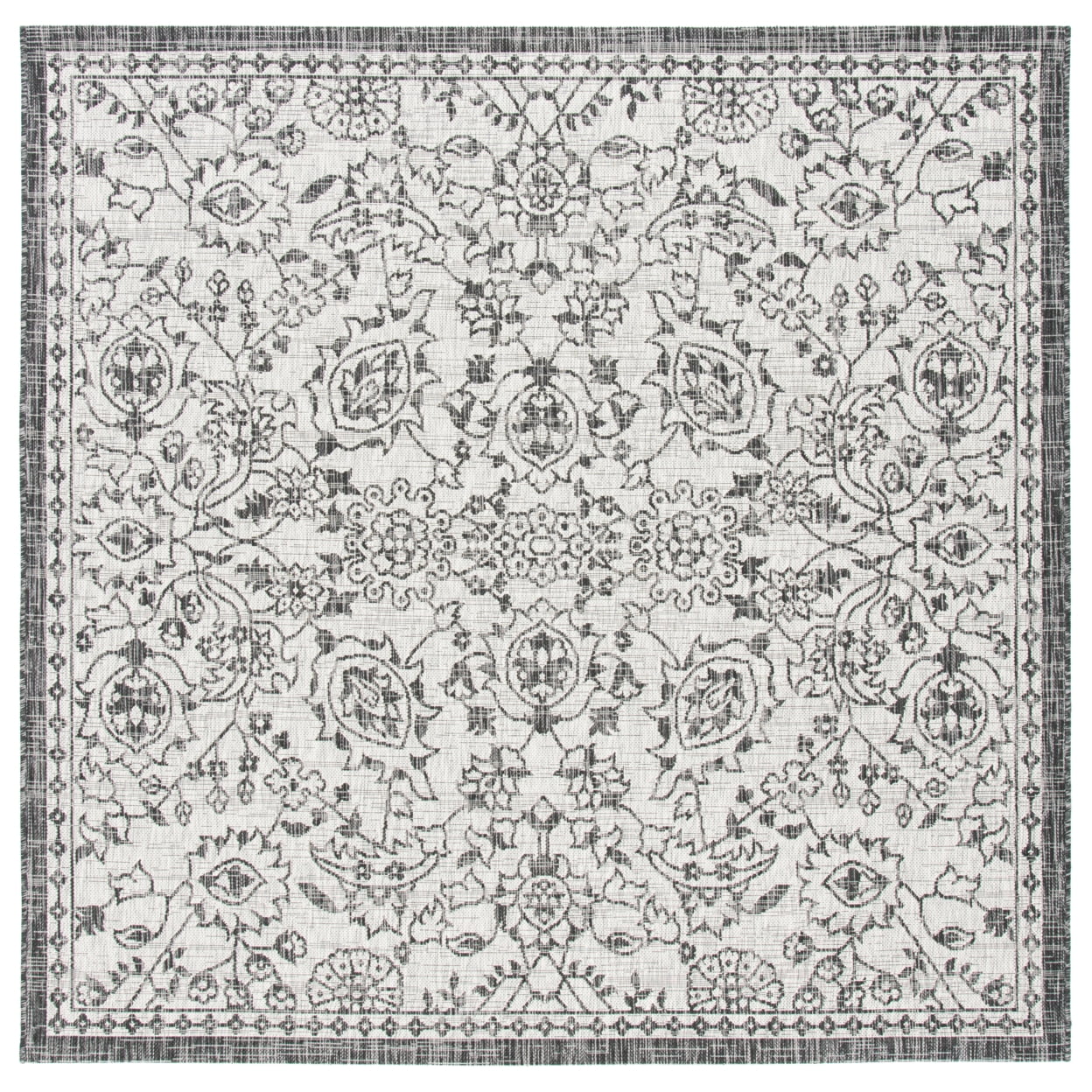 Courtyard Grey 6'7" Square Non-Slip Outdoor Rug