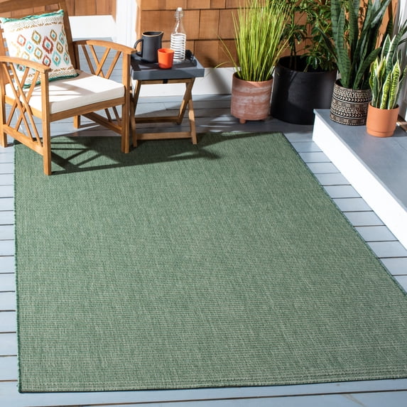 Safavieh Courtyard Sloan Solid Indoor/Outdoor Area Rug, Dark Green/Beige, 5'3" x 7'7"