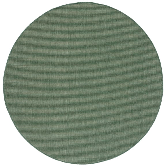 SAFAVIEH Courtyard Sloan Solid Indoor/Outdoor Area Rug, Dark Green/Beige, 6'7" x 6'7" Round