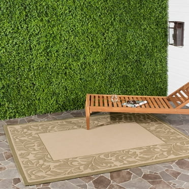 SAFAVIEH Courtyard Steve Floral Indoor/Outdoor Area Rug, 5'3" x 7'7", Natural/Olive