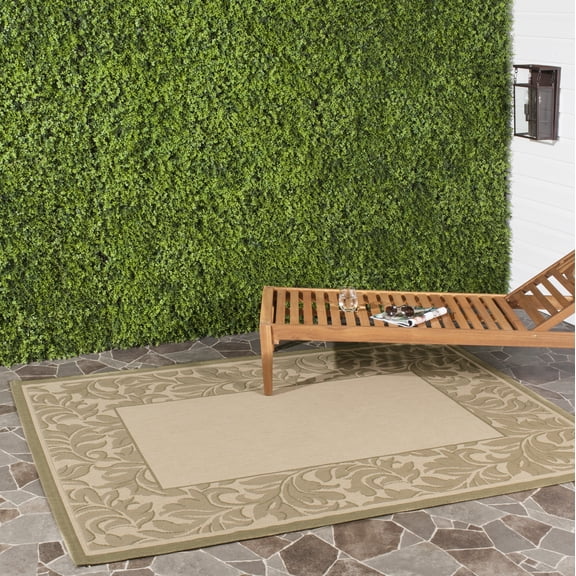 Safavieh Courtyard Steve Oriental Indoor/Outdoor Area Rug, Natural/Olive, 5'3" x 7'7"