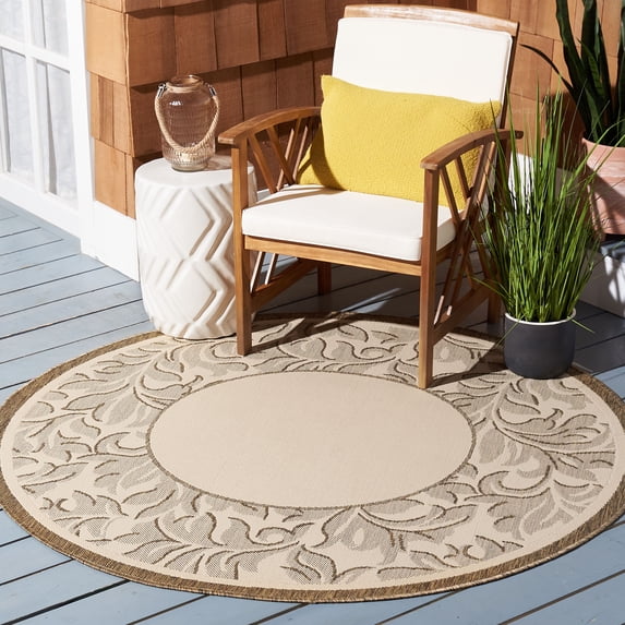 Safavieh Courtyard Steve Oriental Indoor/Outdoor Area Rug, Natural/Brown, 6'7" x 6'7" Round